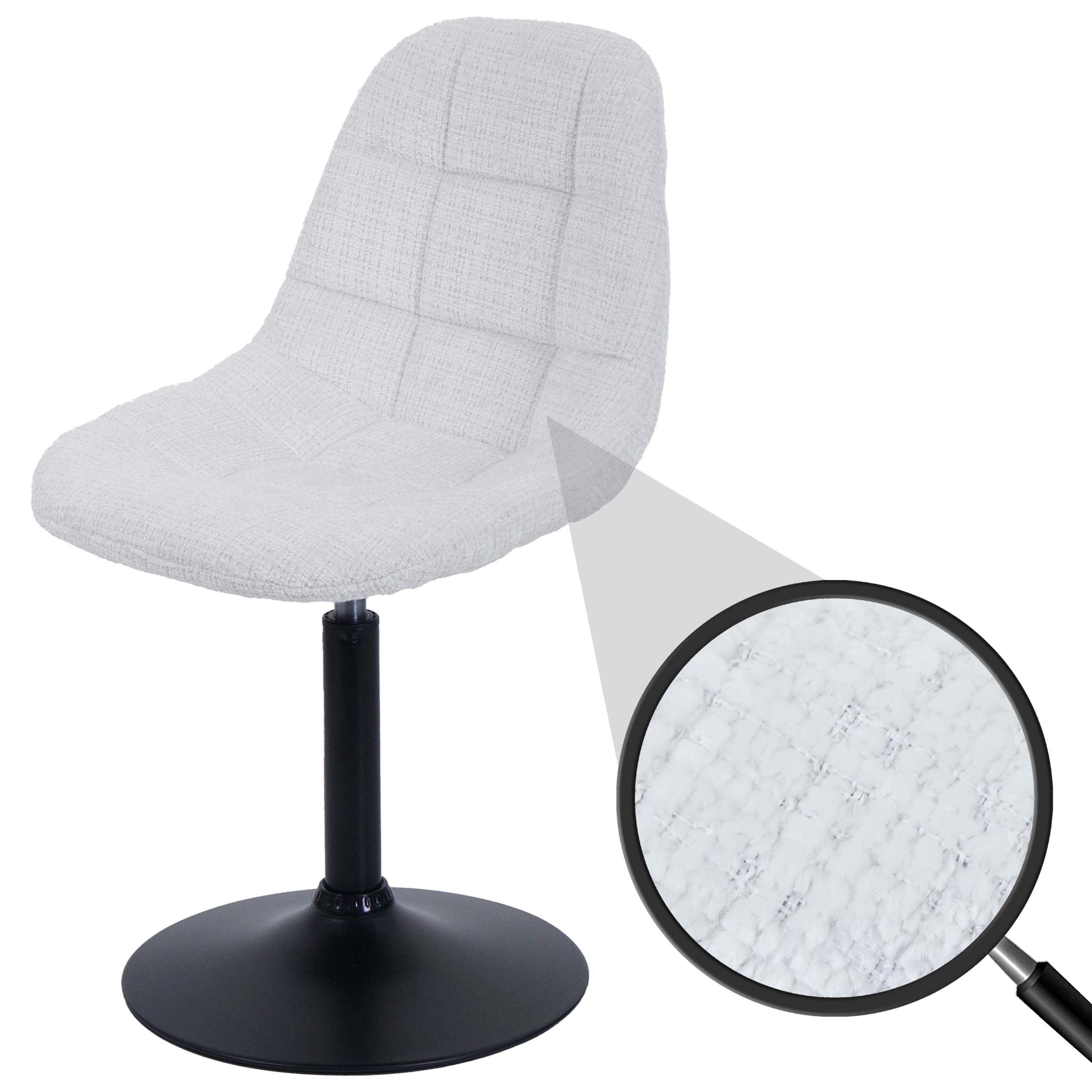 Esszimmerstuhl MCW-A60, K&uuml;chenstuhl Stuhl Drehstuhl, Stahl MVG Stoff/Textil Chenille (465g/m&sup2;) ~ creme 