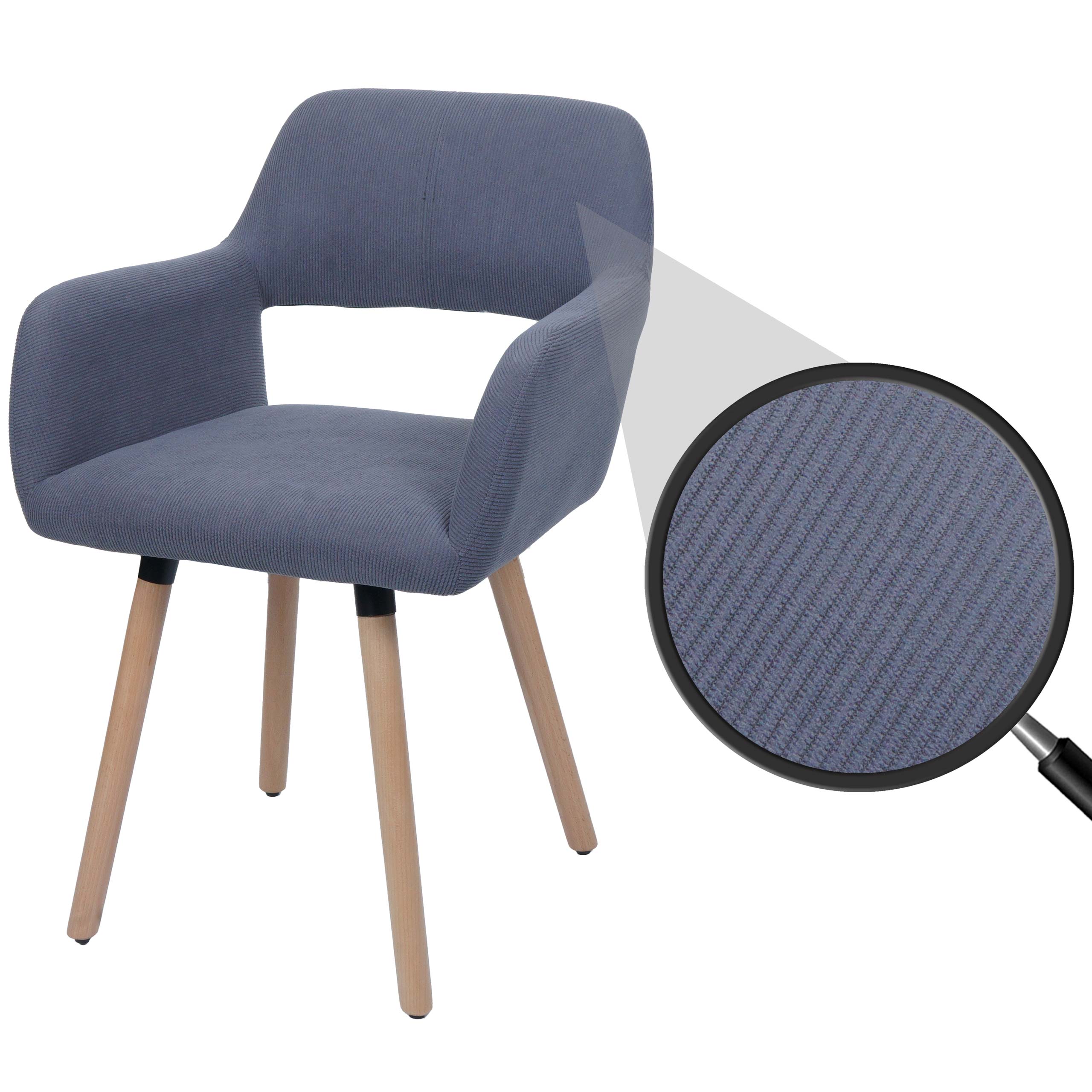 Esszimmerstuhl MCW-A50 II, Stuhl K&uuml;chenstuhl Polsterstuhl, Holz Stoff/Textil Cord (400g/m&sup2;) MVG ~ dunkelgrau 