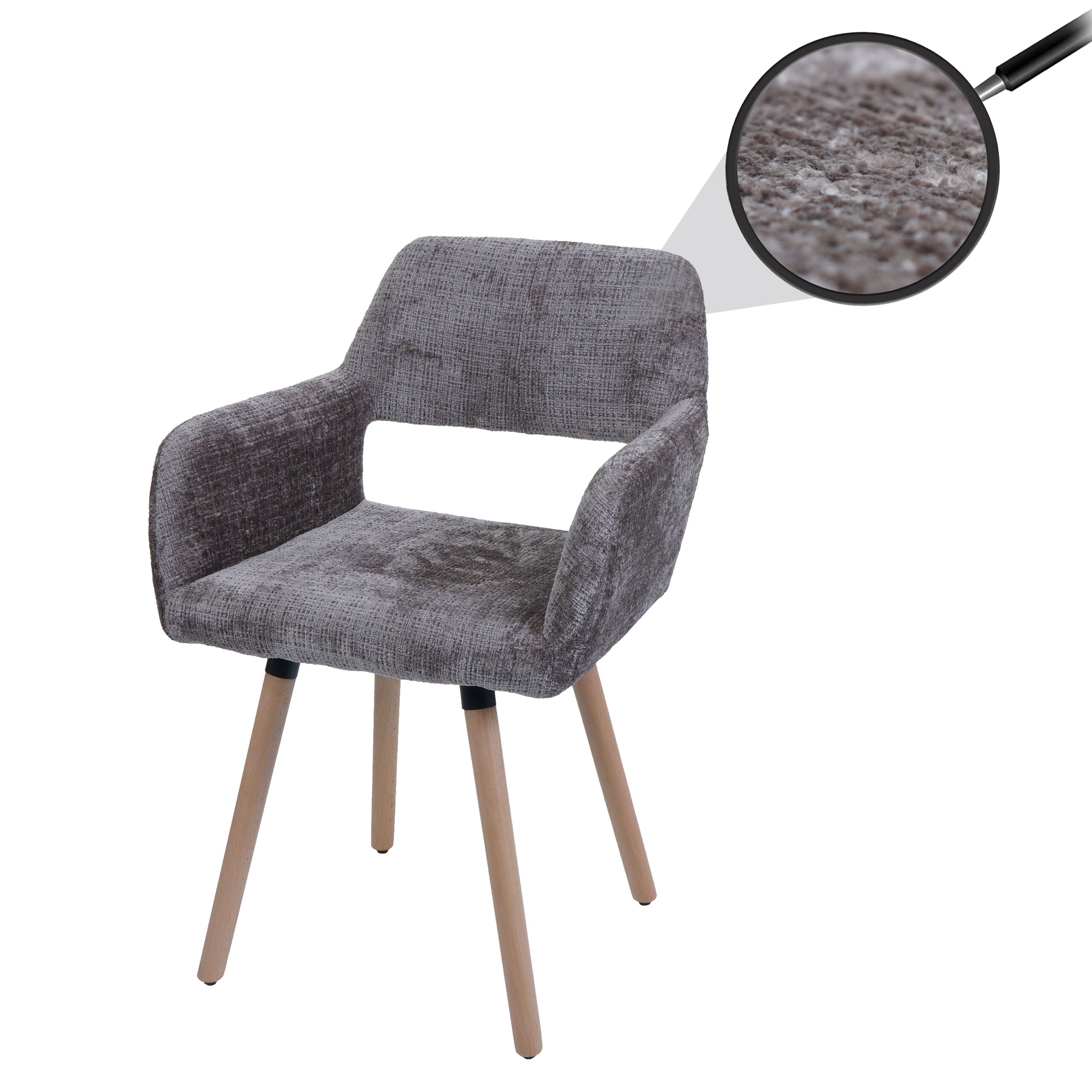 Esszimmerstuhl MCW-A50 II, Stuhl K&uuml;chenstuhl Polsterstuhl, Holz Stoff/Textil Chenille (465g/m&sup2;) MVG ~ braun 