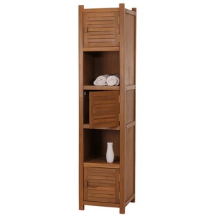 Teak-Hochregal MCW-M87, Badschrank Badregal Badezimmer, hochwertiges B-Grade-Teak (Kernholz, 20-30 Jahre), 181x40cm 