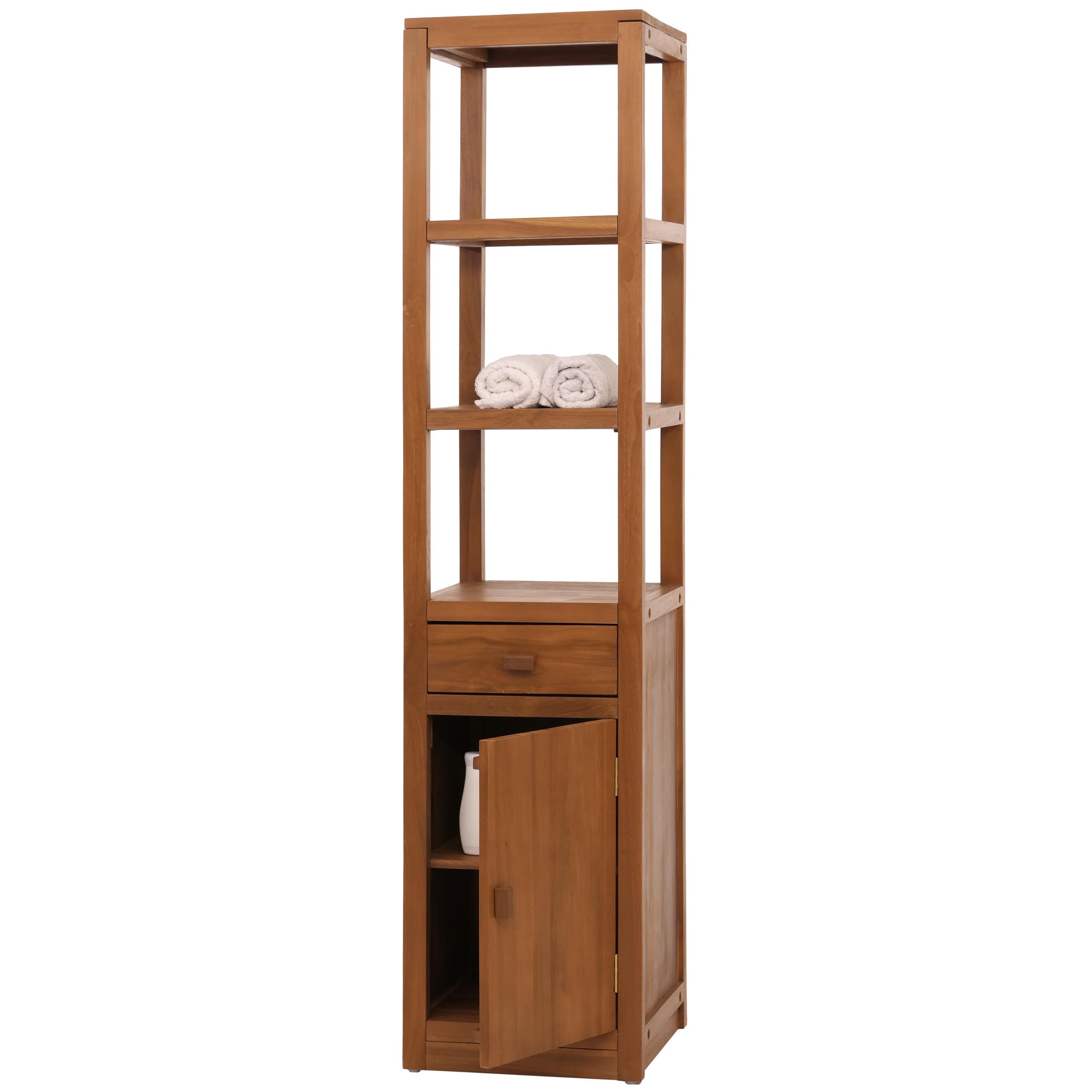 Teak-Regal MCW-M86, Badschrank Badregal Badezimmer, hochwertiges B-Grade-Teak (Kernholz, 20-30 Jahre), 180x40cm 