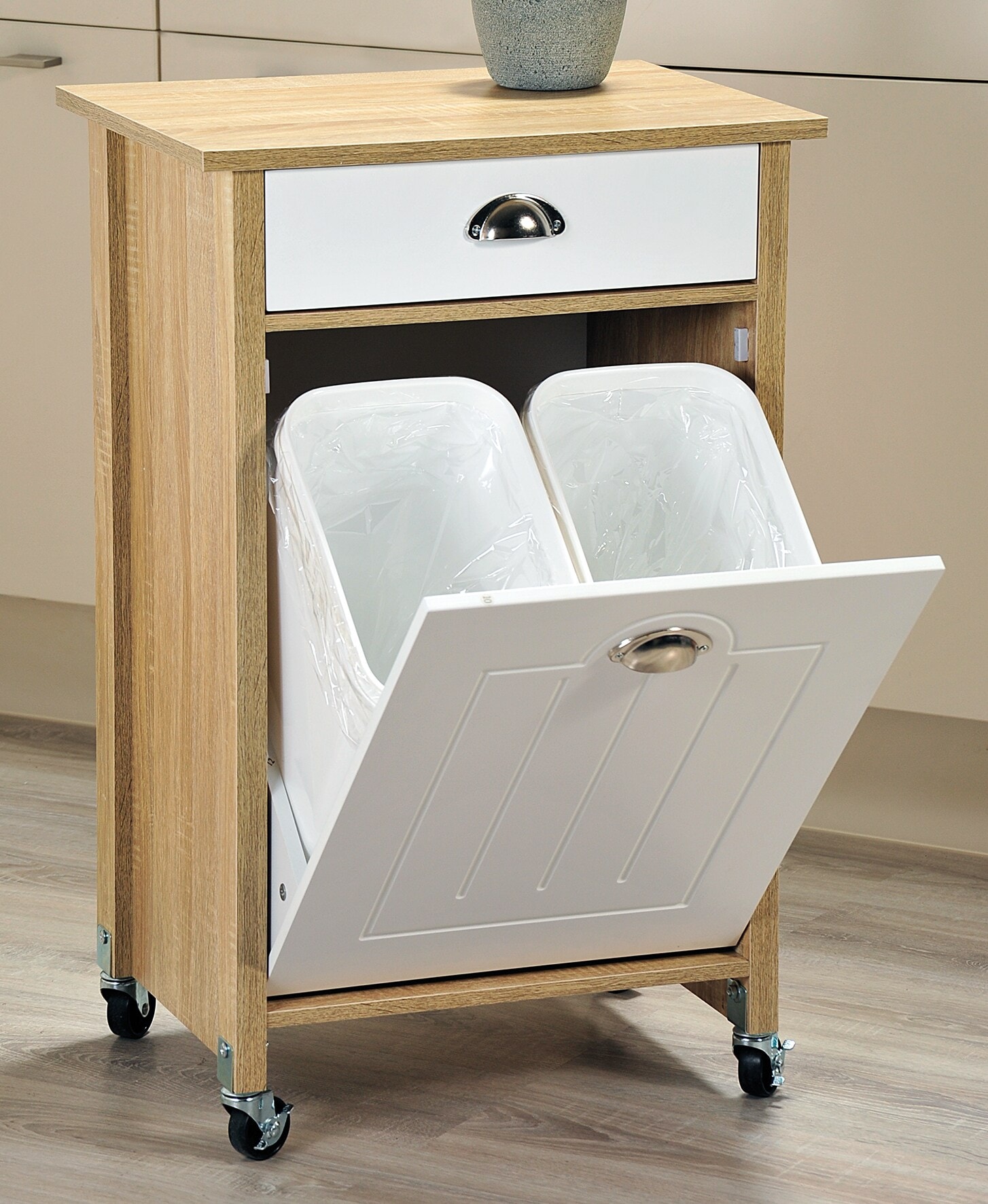 Kesper K&uuml;chenwagen mit M&uuml;lleimer - Sonoma Eiche 