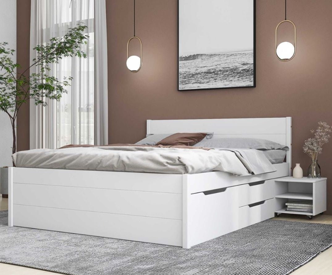 Inter Link Bett mit Stauraum Efetivo inkl. Nachtkommode und Lattenrost 180x200 cm 