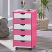 Inter Link Rollcontainer Pijii - Kiefer Massivholz - weiss/pink lackiert