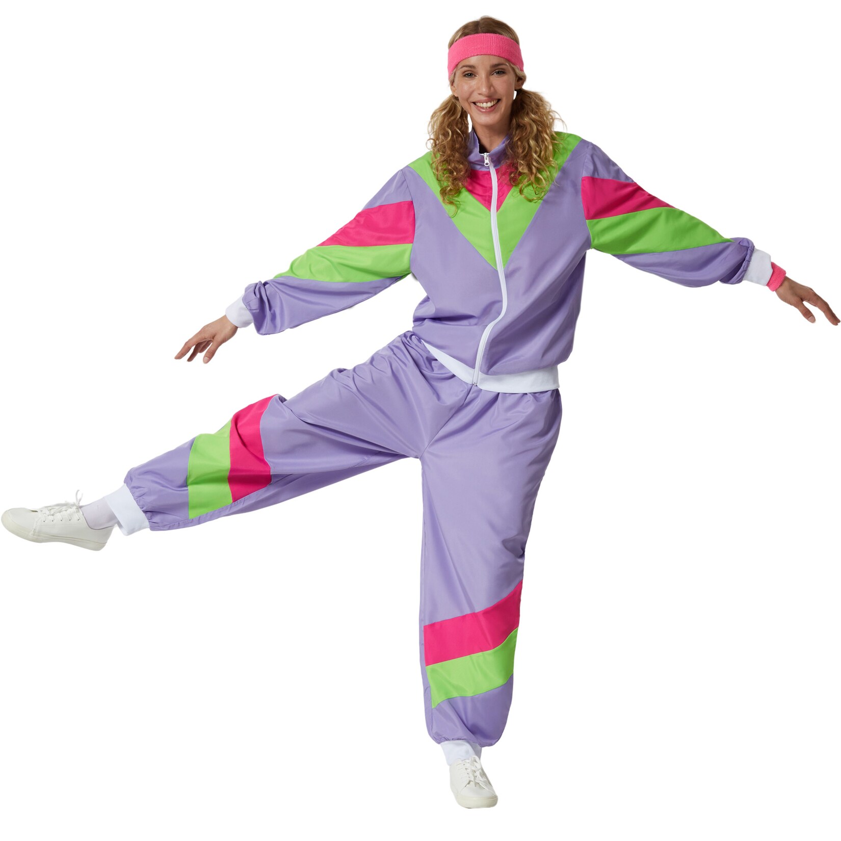 tectake® Damenkostüm Retro 80er 90er Jahre Jogginganzug