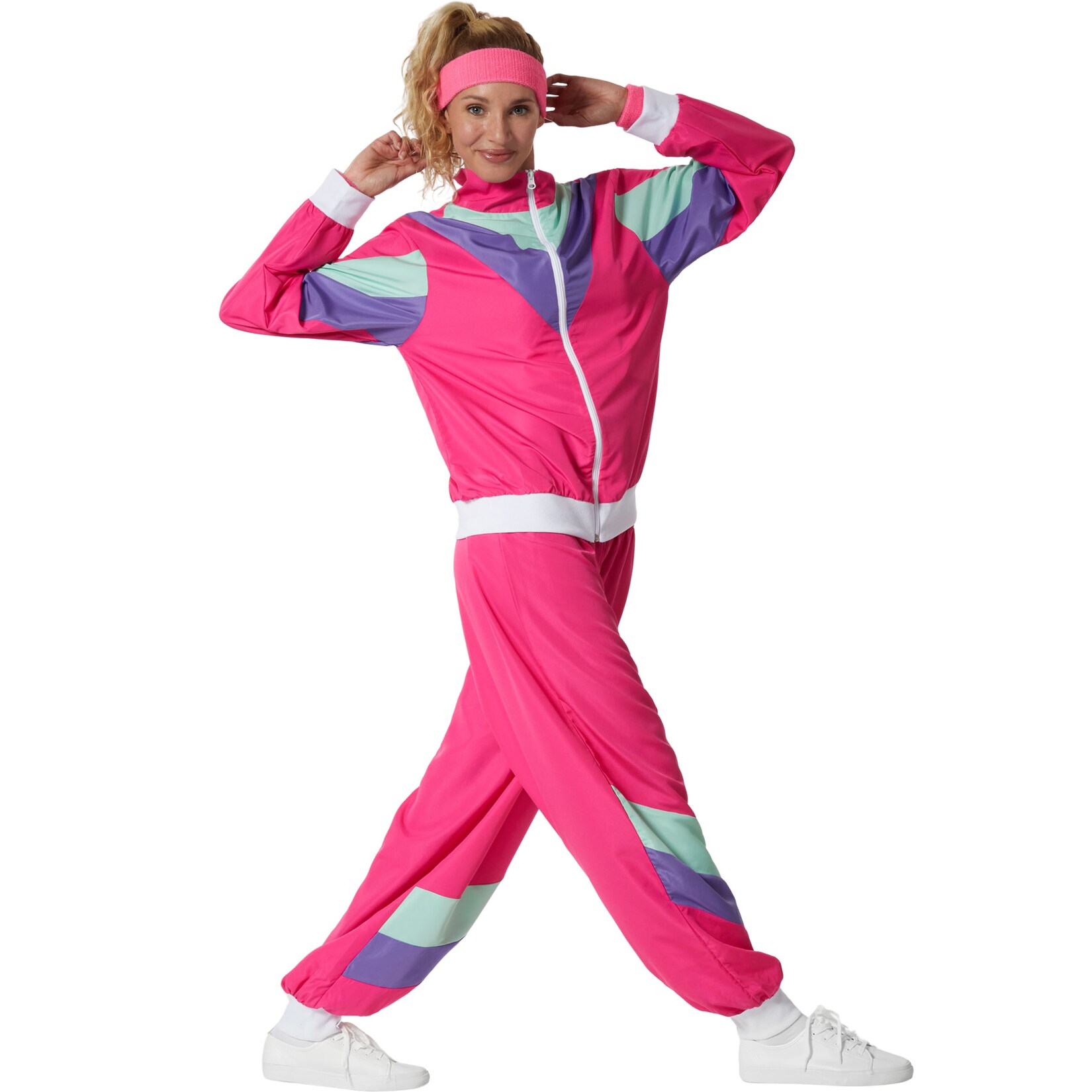 tectake® Damenkostüm Retro 80er 90er Jahre Jogginganzug