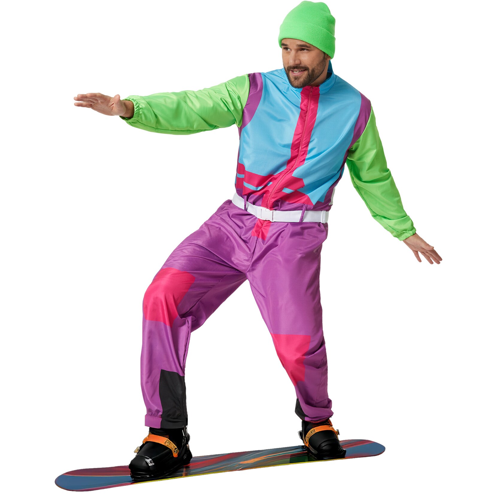 tectake® Herrenkostüm Retro 80er 90er Ski Anzug