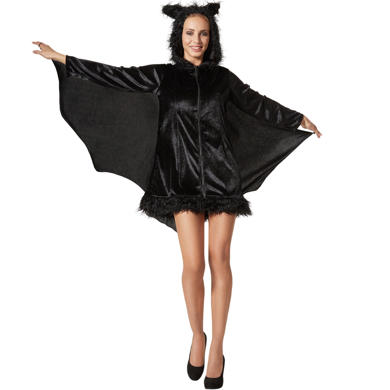 tectake® Frauenkostüm schwarze Fledermaus