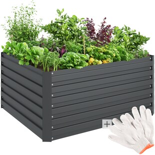 tectake® Hochbeet, aus verzinktem Stahl, stabil, sicher, witterungsbeständig, 120 x 100 x 56 cm 