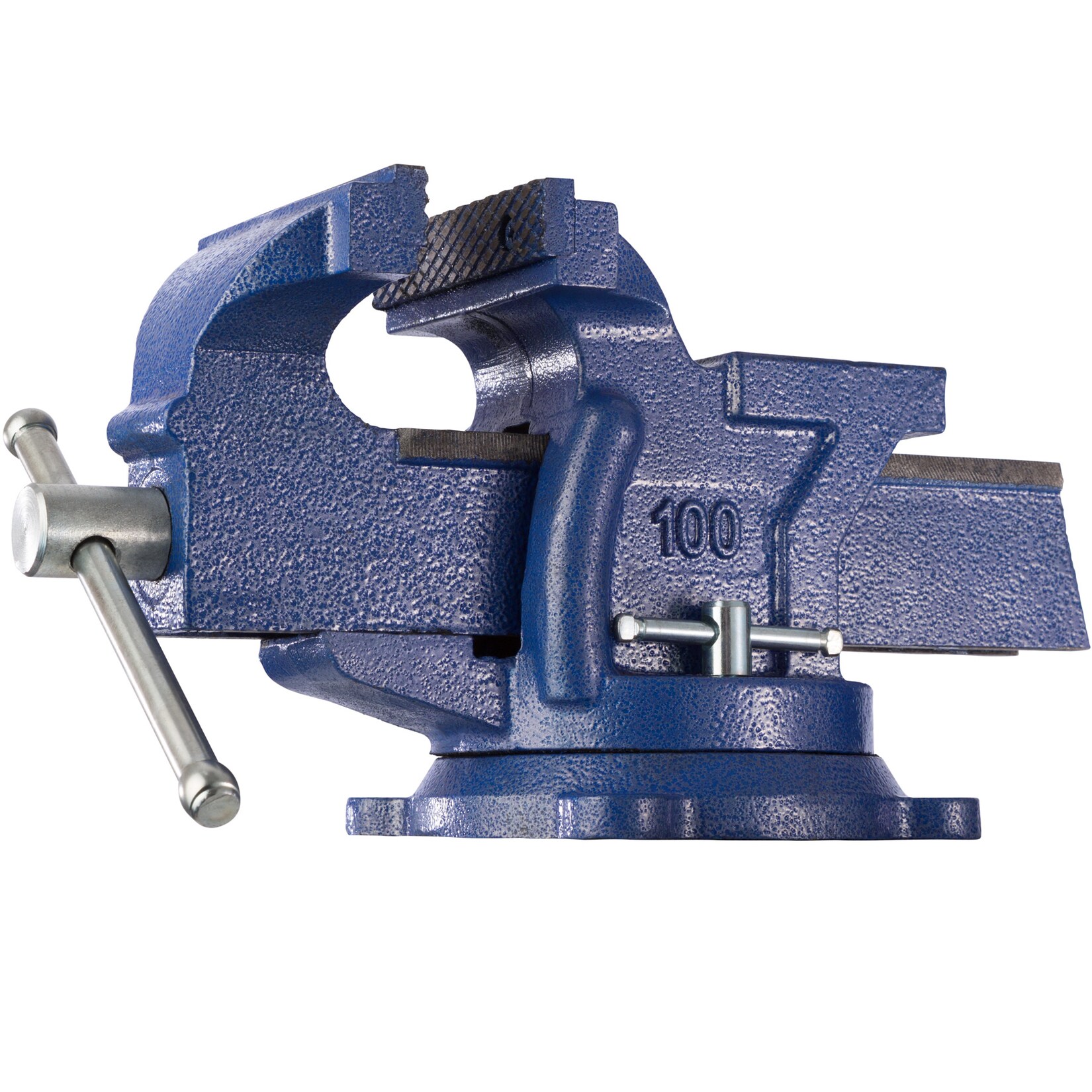 tectake® Schraubstock, aus Gusseisen, 360° drehbar, 2 Arretierungsschrauben, 3 Anschraublöcher