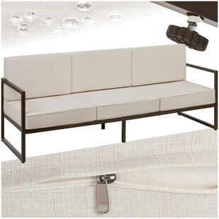 tectake® Garten-Loungesofa, Dicke des Sitzpolsters 14 cm, pulverbeschichtetes Stahlgestell, 210 x 78 x 85 cm 