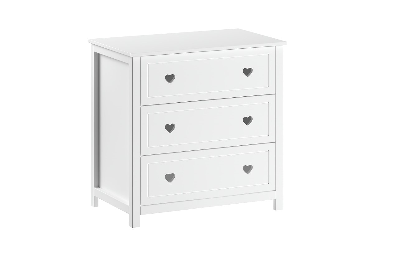 AMORI Kommode mit 3 Schubladen, Wei&szlig; lackiert 