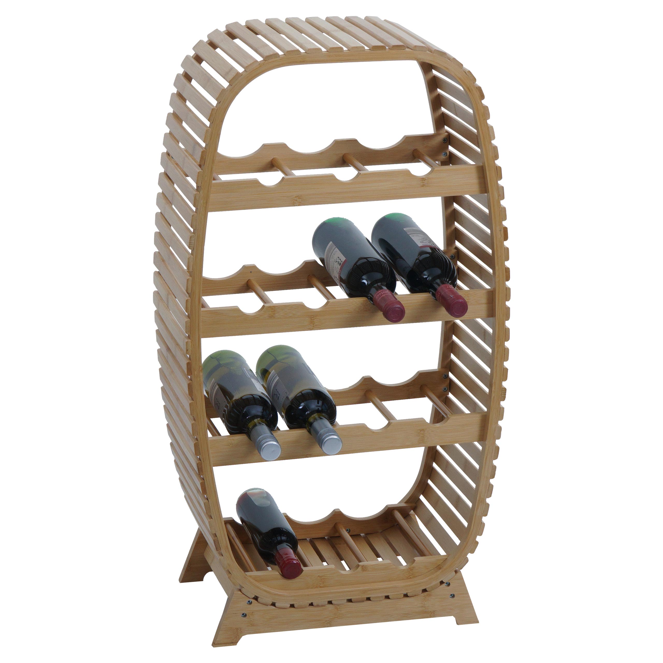Bambus Weinregal MCW-N85, Weinst&auml;nder Flaschenregal f&uuml;r 14 Flaschen, MVG-zertifiziert 85x46x25cm 