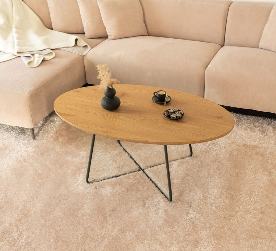 Couchtisch Oval NOVARIS - Farbauswahl Oiled Oak 