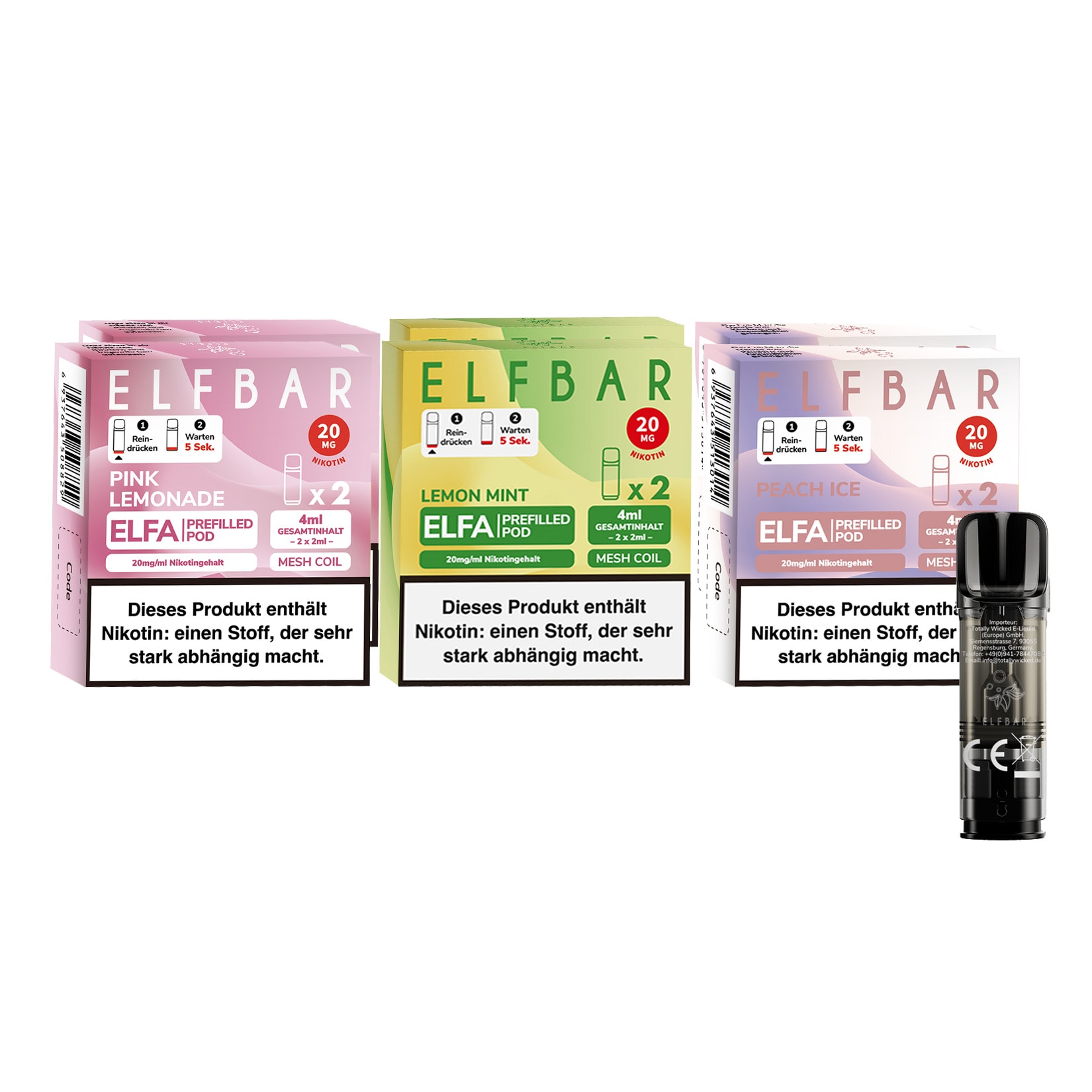 Elf Bar ELFA Prefilled Pod - Probierset Lemon Mix je 2 Pods, 6er Pack 