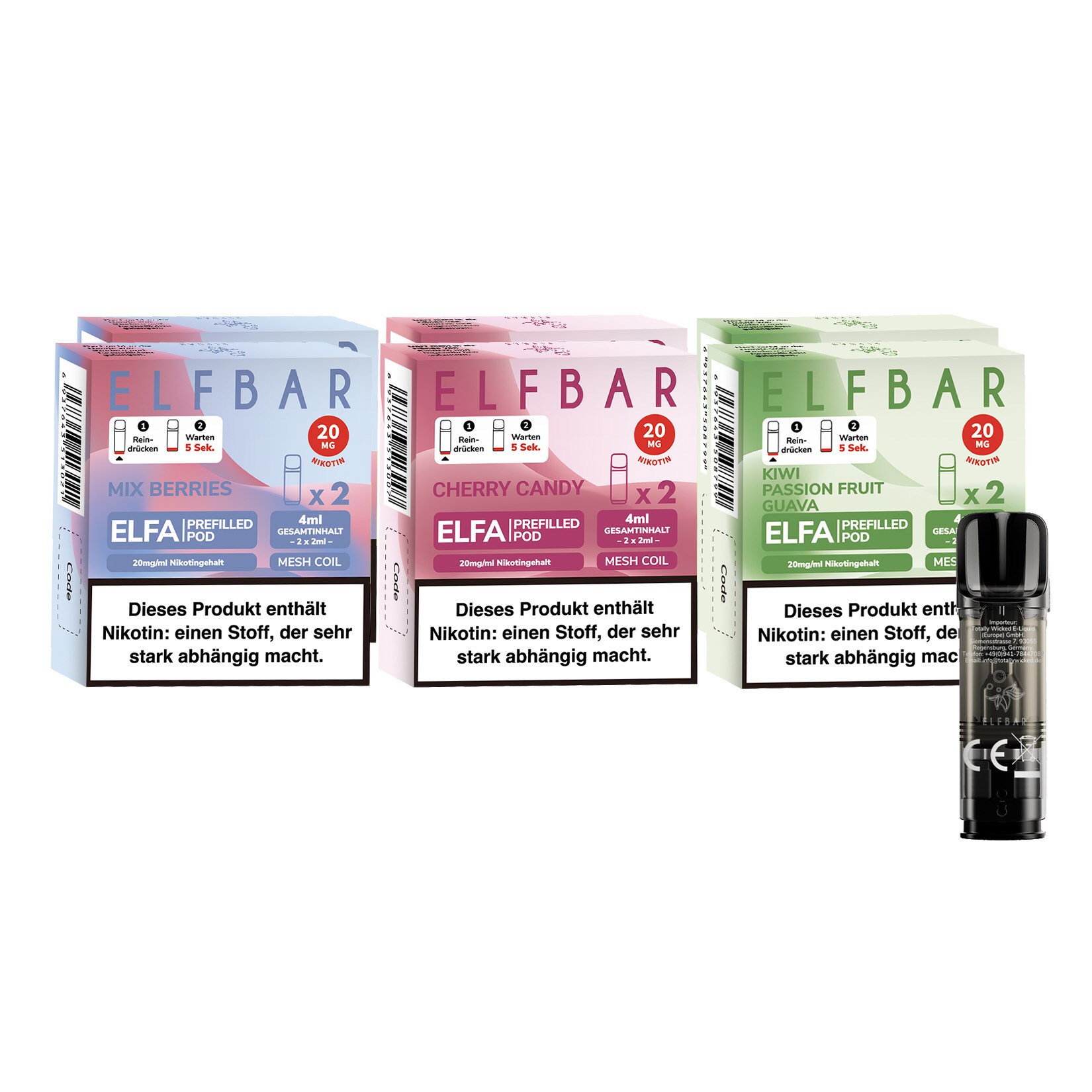 Elf Bar ELFA Prefilled Pod - Probierset Fruit Mix je 2 Pods, 6er Pack - Bild 1