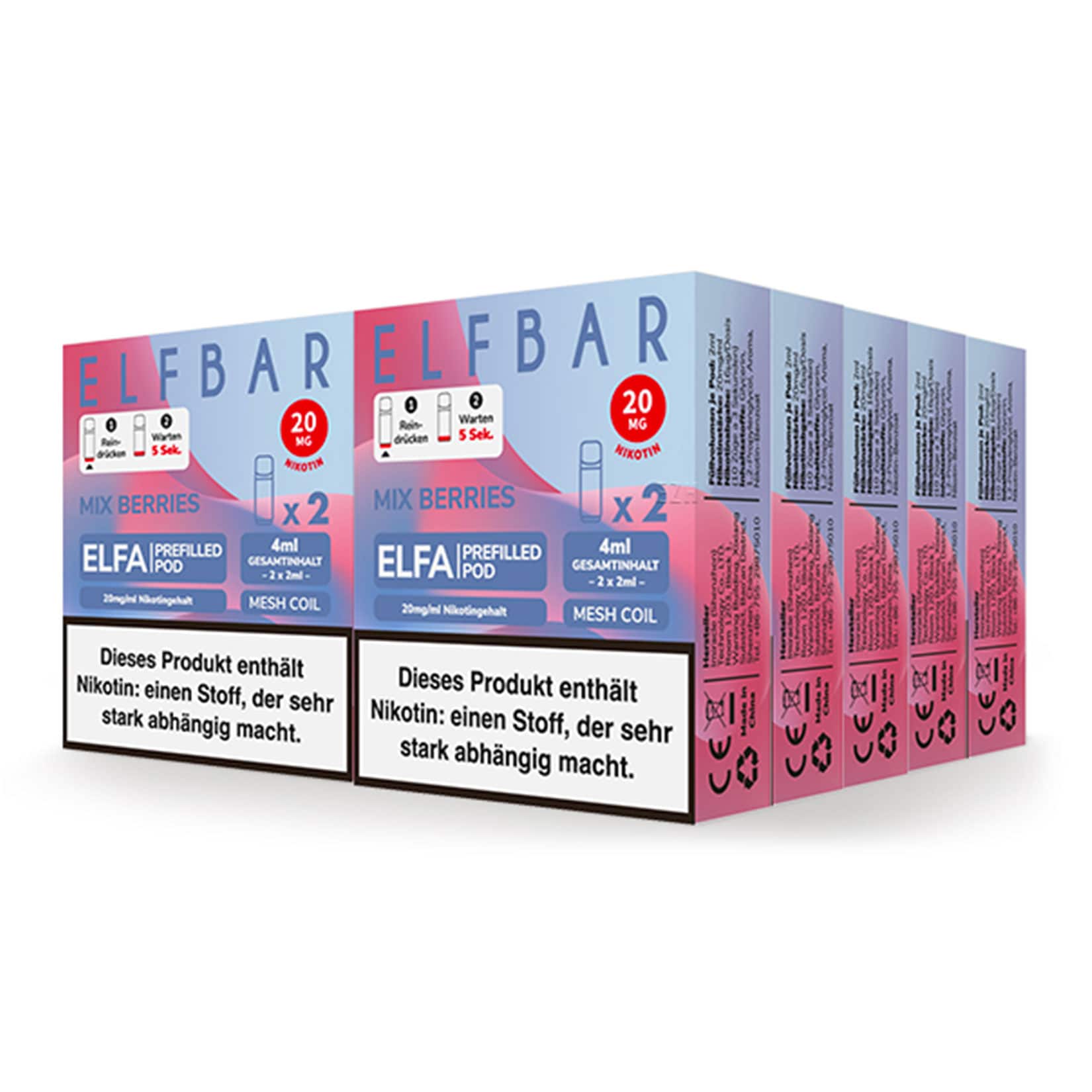 Elf Bar ELFA Prefilled Pod x 2 - Mixed Berries 2.0% , 10er Pack 