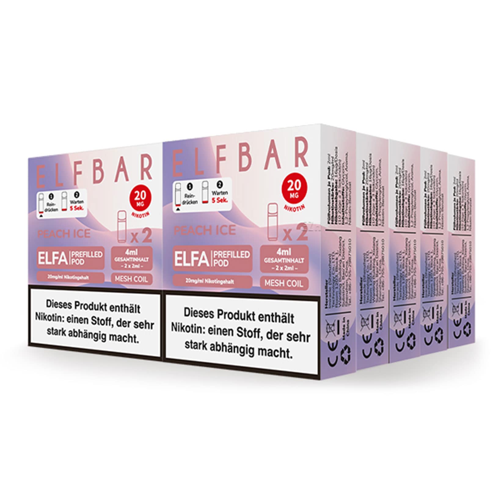 Elf Bar ELFA Prefilled Pod x 2 - Peach Ice 2.0% , 10er Pack - Bild 1