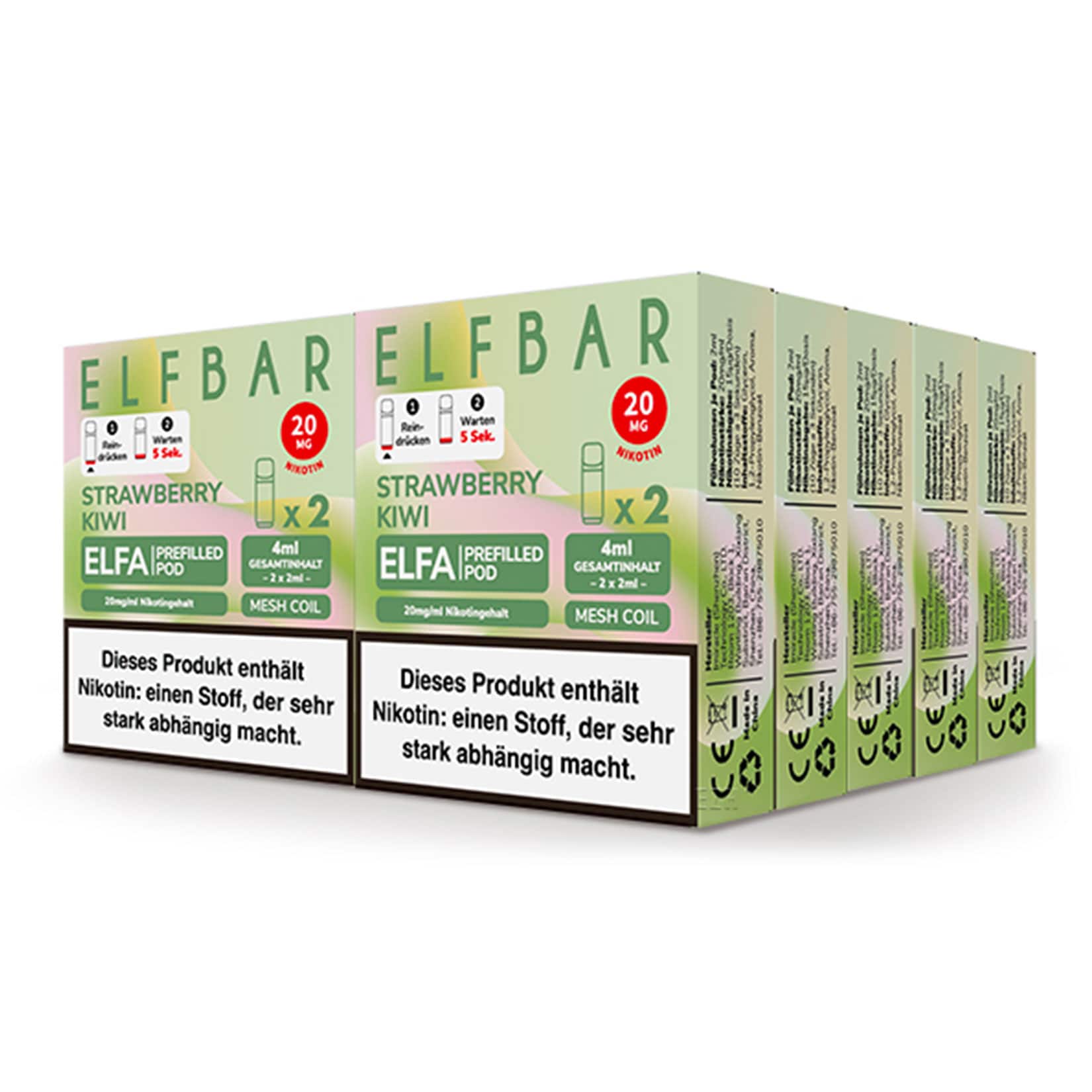 Elf Bar ELFA Prefilled Pod x 2 - Strawberry Kiwi 2.0% , 10er Pack 