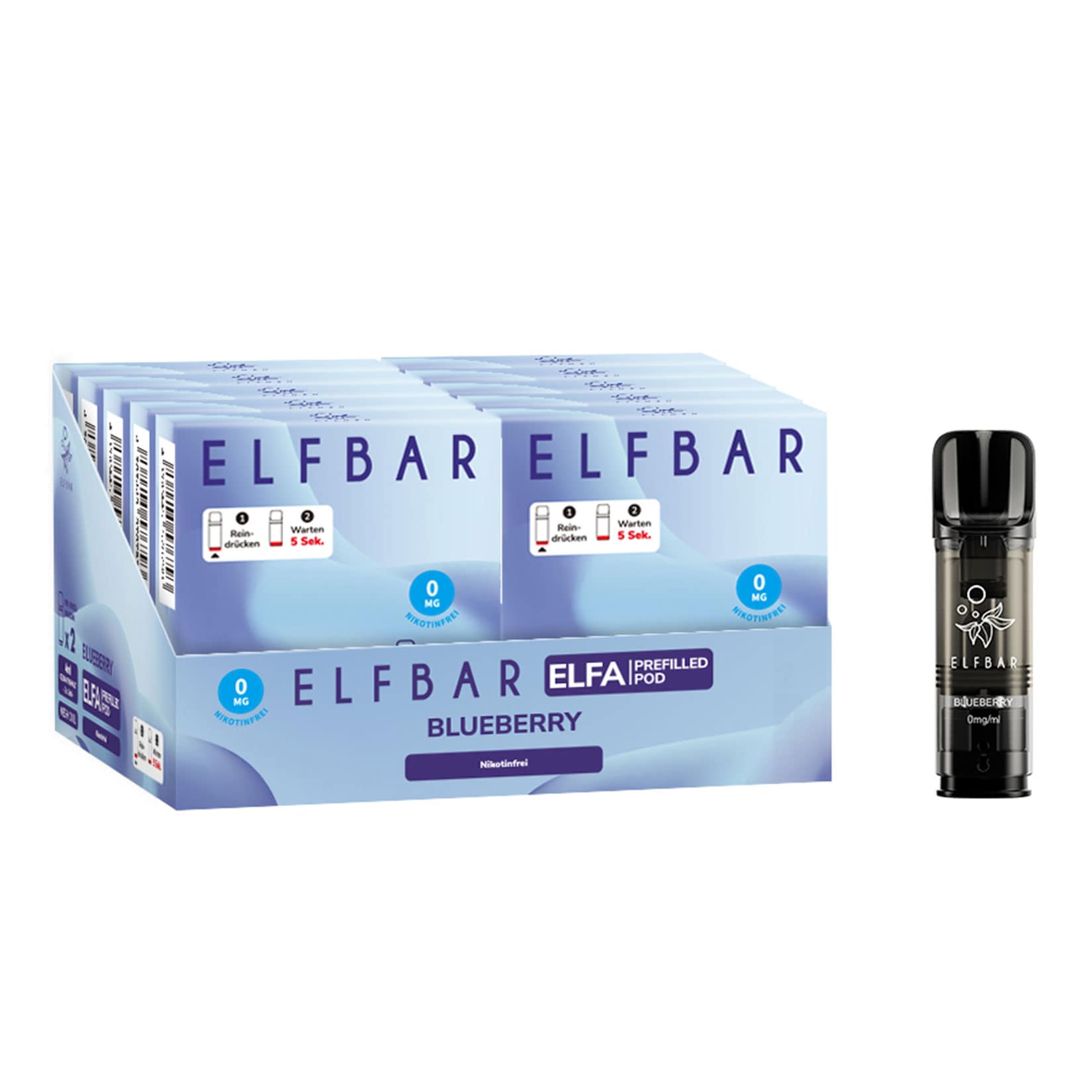 Elf Bar ELFA Prefilled Pod x 2 - Blueberry 0.0% , 10er Pack 