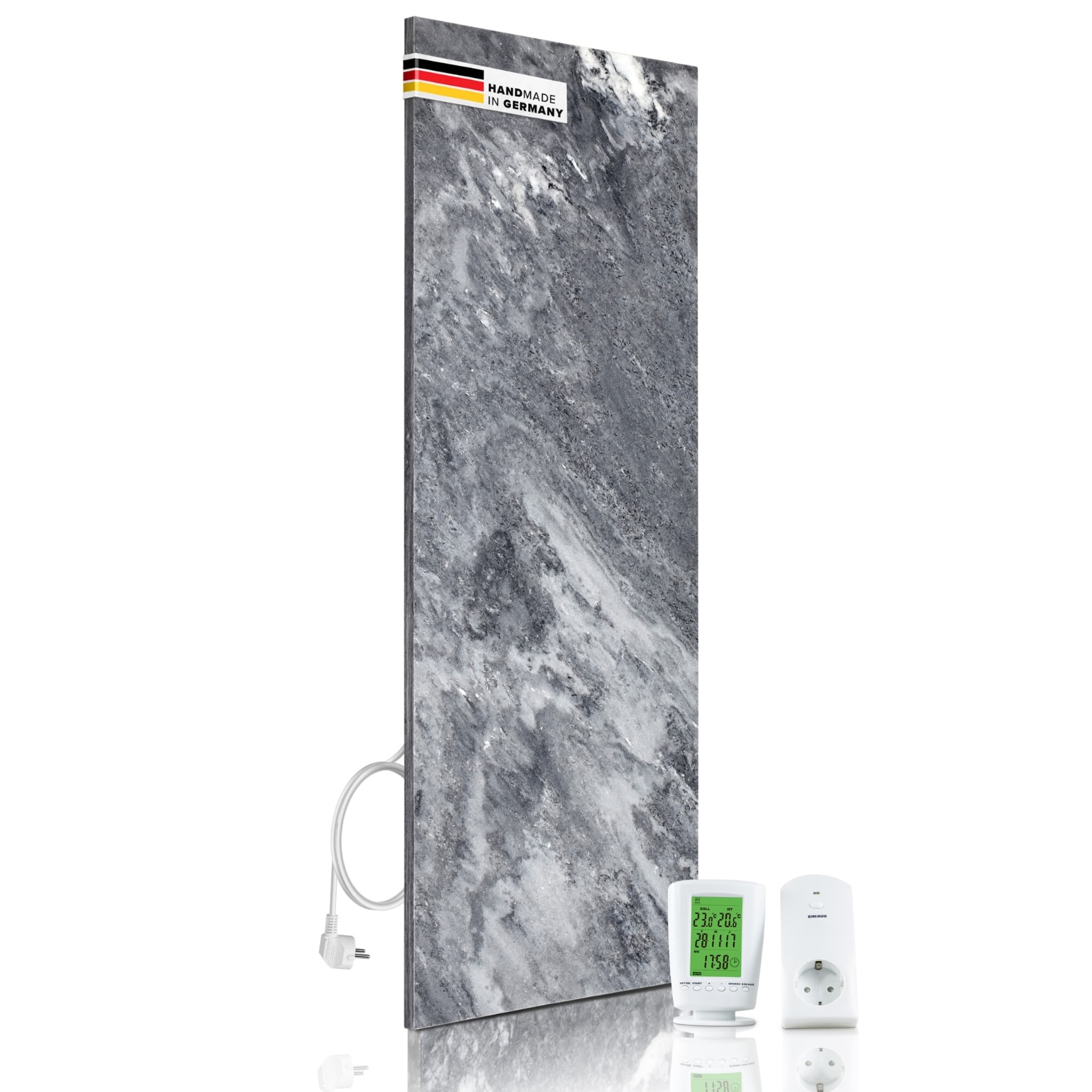 Marwona Naturstein Infrarotheizung 800 Watt inkl. Digitalthermostat I Energiesparende Infrarot Wandheizung I 5 Jahre Garantie I Made in Germany I Shadow Grey 