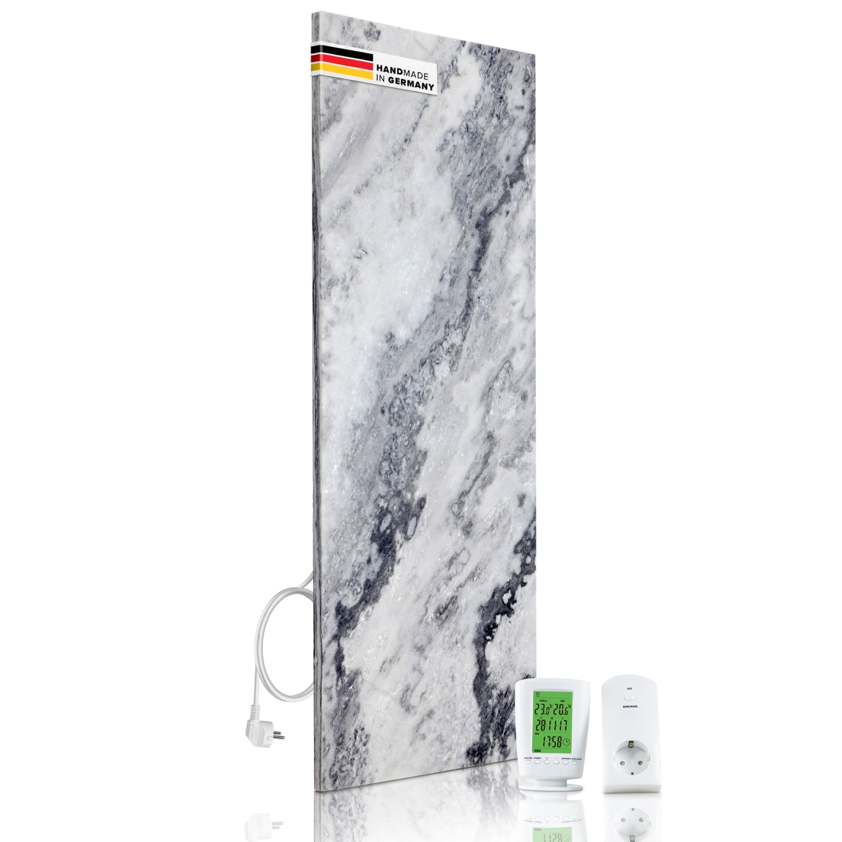 Marwona Naturstein Infrarotheizung 800 Watt inkl. Digitalthermostat I Energiesparende Infrarot Wandheizung I 5 Jahre Garantie I Made in Germany I Qarama 