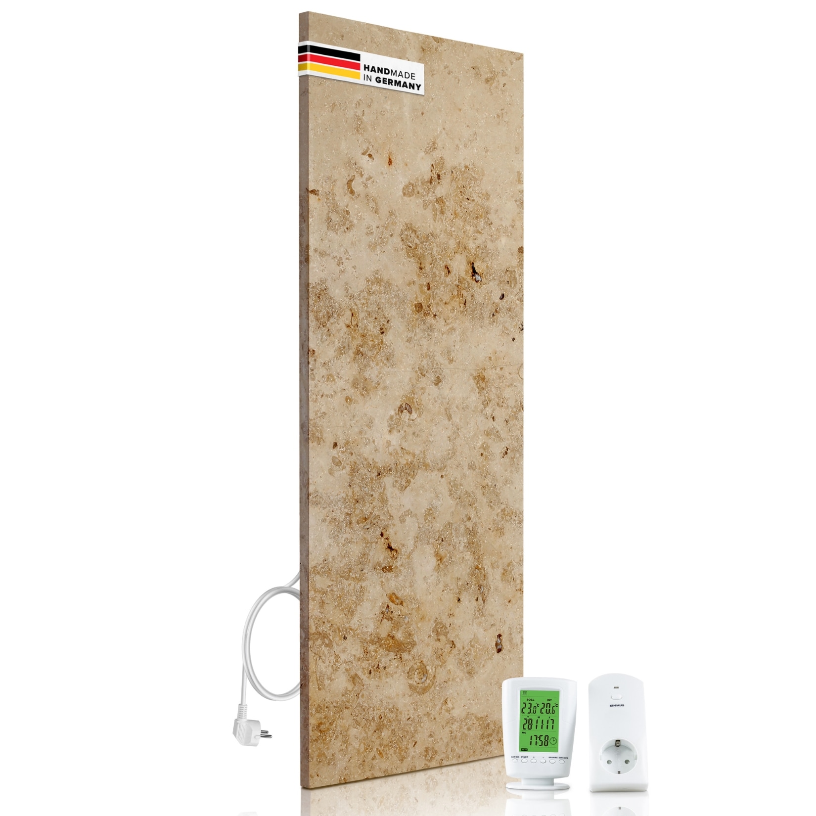 Marwona Marmor Infrarotheizung 800 Watt inkl. Digitalthermostat I Energiesparende Infrarot Wandheizung I 5 Jahre Garantie I Made in Germany I Lymonit 