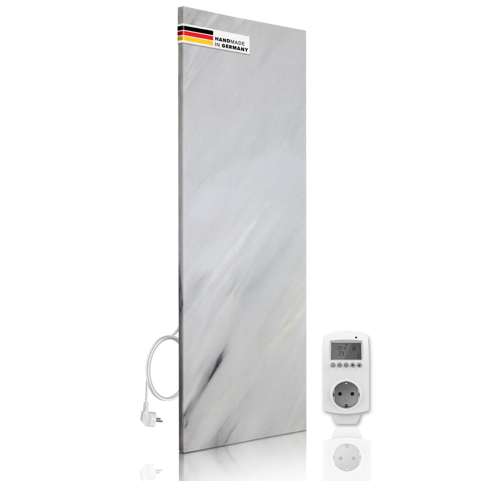 Naturstein Infrarotheizung 800 Watt mit WIFI Smart Home Thermostat I Energiesparende Infrarot Wandheizung I 5 Jahre Garantie I Made in Germany I Bianco