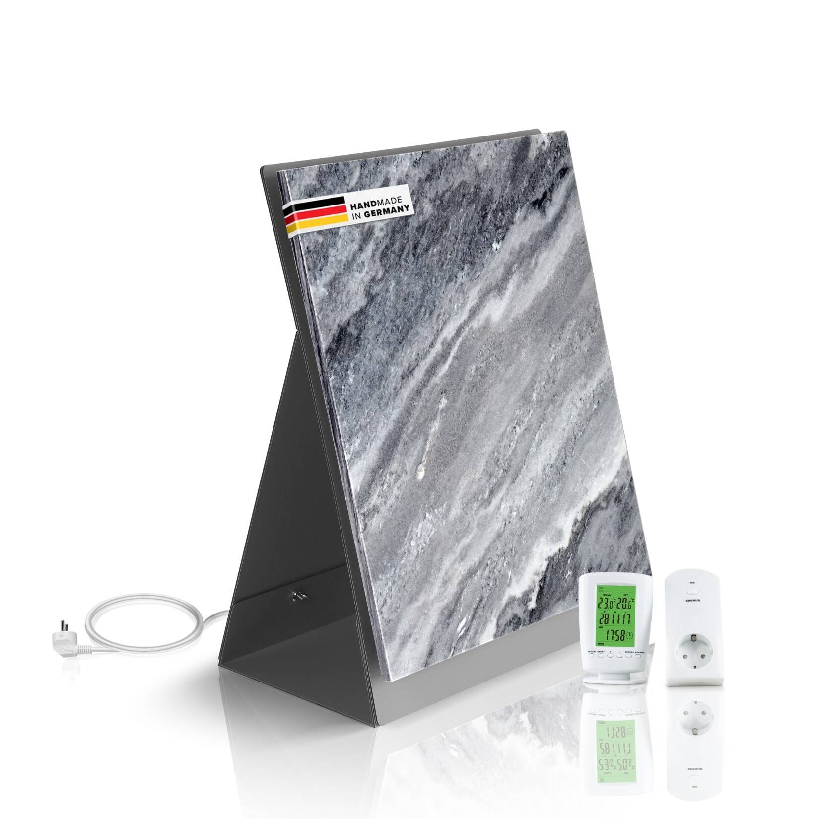 Marwona Naturstein Infrarotheizung 500 Watt  mit Standfu&szlig; und Funkthermostat  I 5 Jahre Garantie I Made in Germany I Qarama 