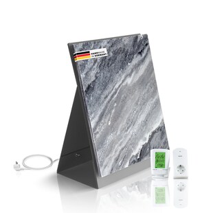 Marwona Naturstein Infrarotheizung 500 Watt  mit Standfuß und Funkthermostat  I 5 Jahre Garantie I Made in Germany I Qarama 