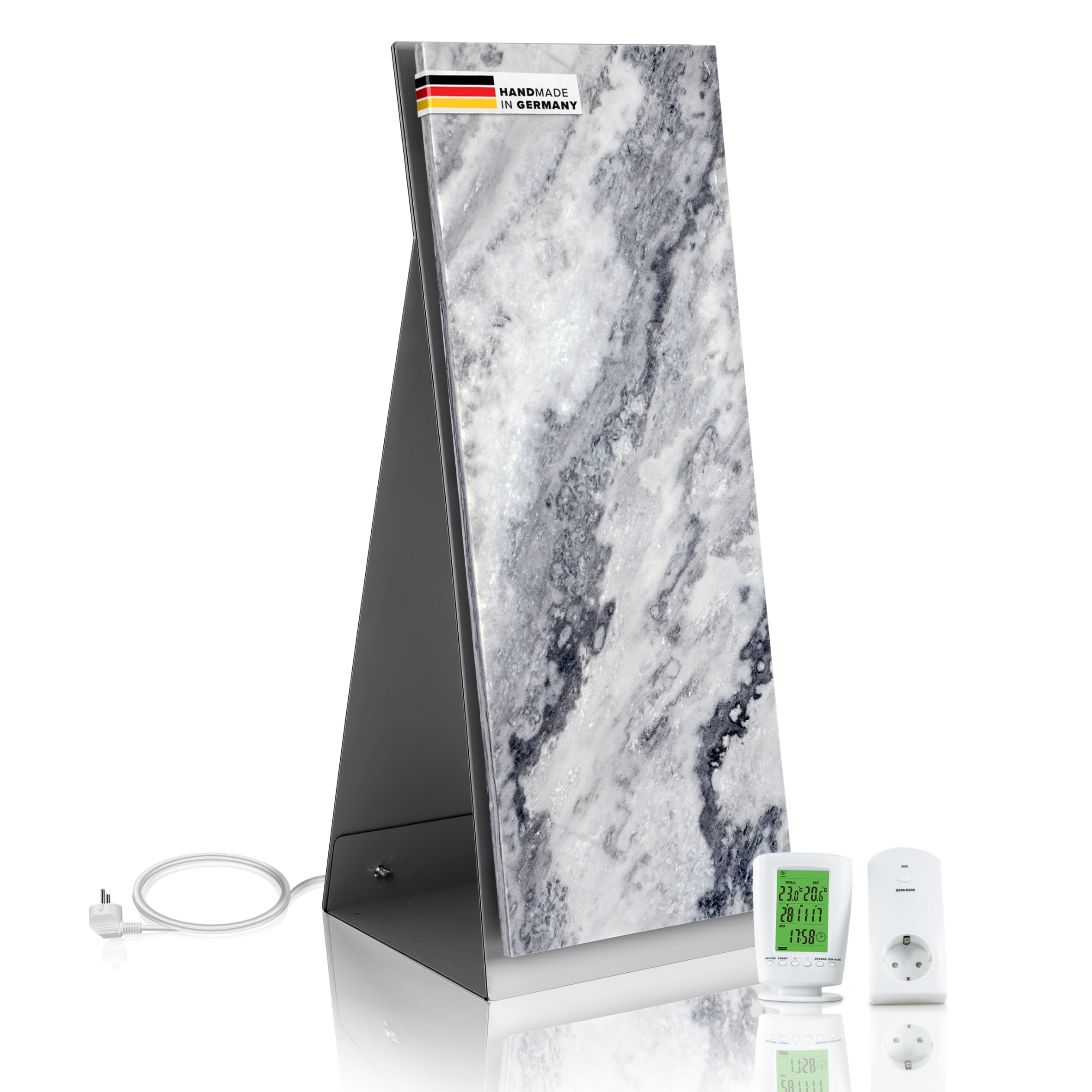 Marwona Marmor Infrarotheizung 800 Watt mit Standfu&szlig; und Funkthermostat  I 5 Jahre Garantie I Made in Germany I Lymonit 