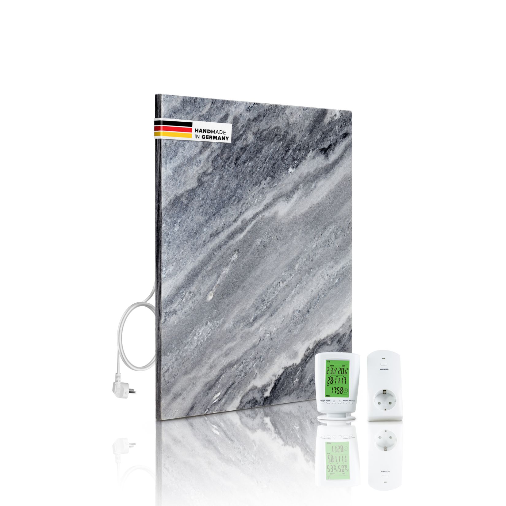 Marwona Naturstein Infrarotheizung 500 Watt inkl. Digitalthermostat I Energiesparende Infrarot Wandheizung I 5 Jahre Garantie I Made in Germany I Qarama 