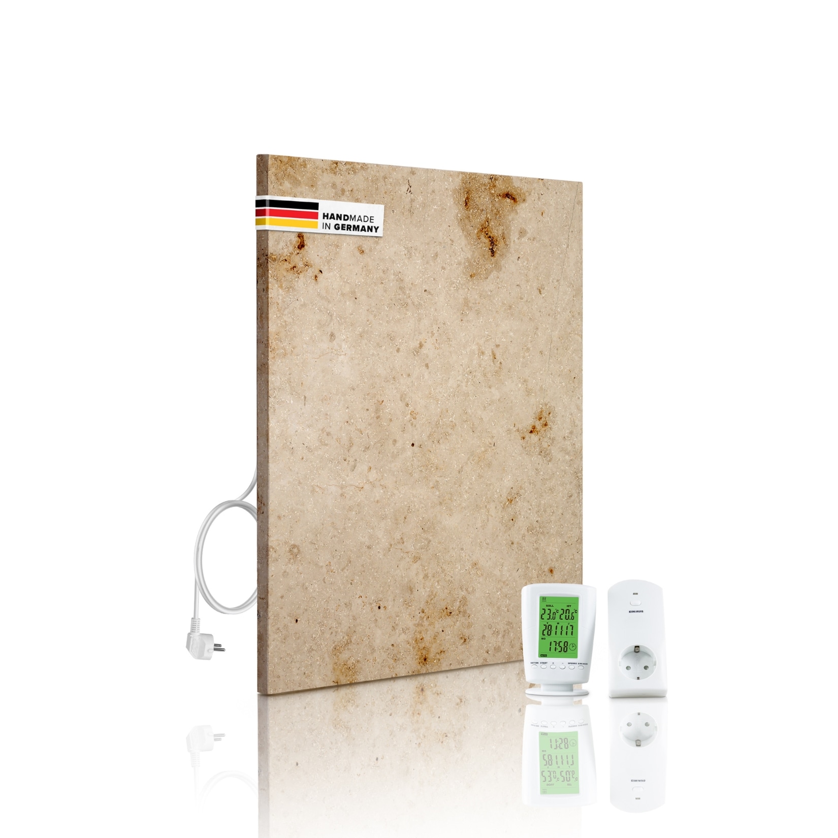 Marwona Marmor Infrarotheizung 500 Watt inkl. Digitalthermostat I Energiesparende Infrarot Wandheizung I 5 Jahre Garantie I Made in Germany I Lymonit 