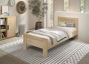 SAM Einzelbett 90 x 200 cm Liegefläche, ohne Lattenrost, Ausf. Eiche Melamin Dekor 