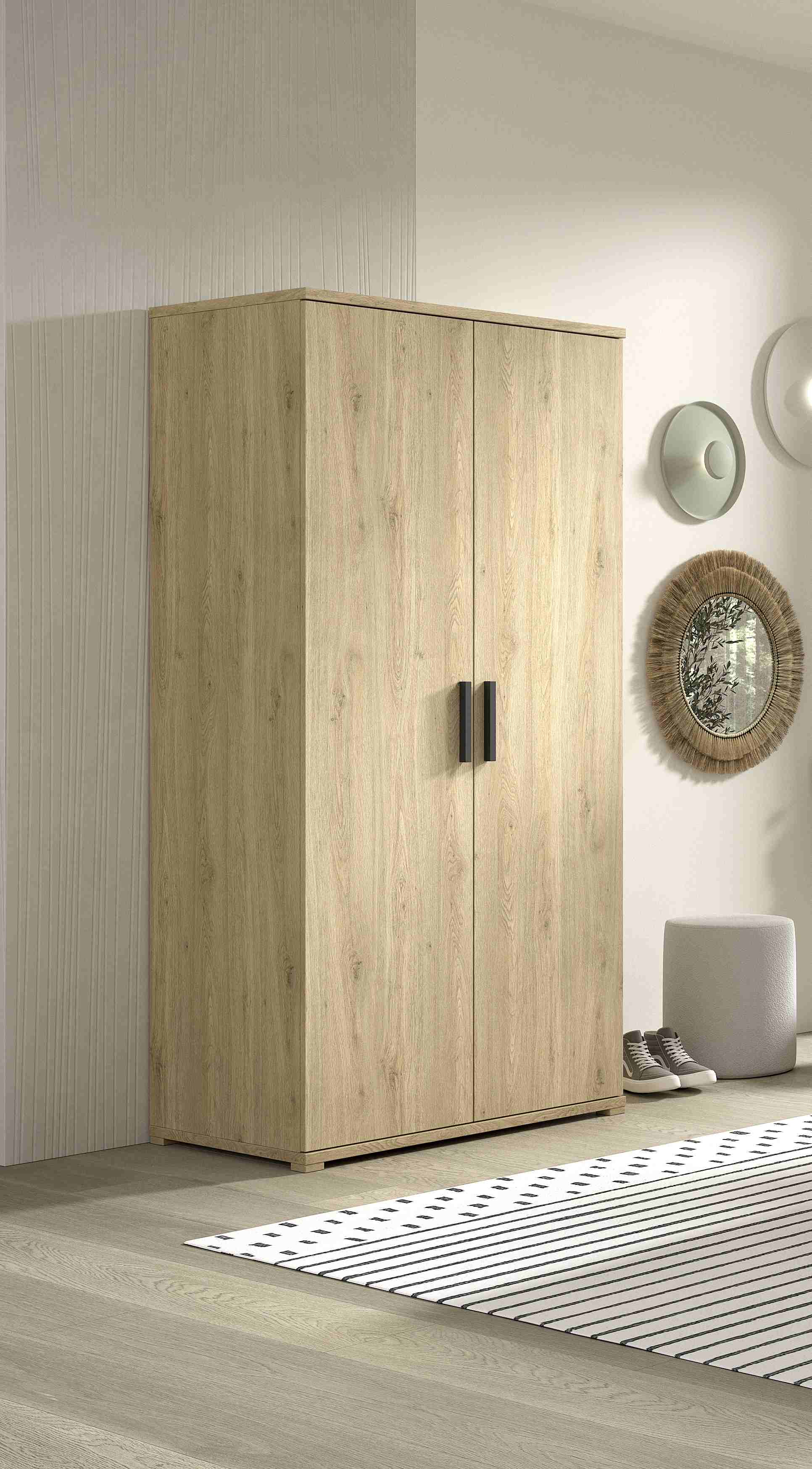 SAM Kleiderschrank 2-trg., Ausf. Eiche Melamin Dekor 