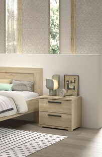 SAM Nachtkonsole mit 2 Schubladen, Ausf. Eiche Melamin Dekor 