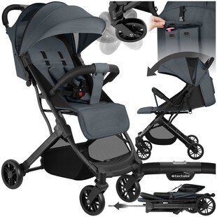 tectake® Buggy-Kinderwagen, Einhand-Klappmechanismus, mit 5-Punkt-Gurt, Feststellbremse, Schutzbügel, pulverbeschichtetes Stahlgestell und pflegeleichter Stoffbezug, für 0 bis 36 Monate geeignet, Belastbarkeit 15 kg 