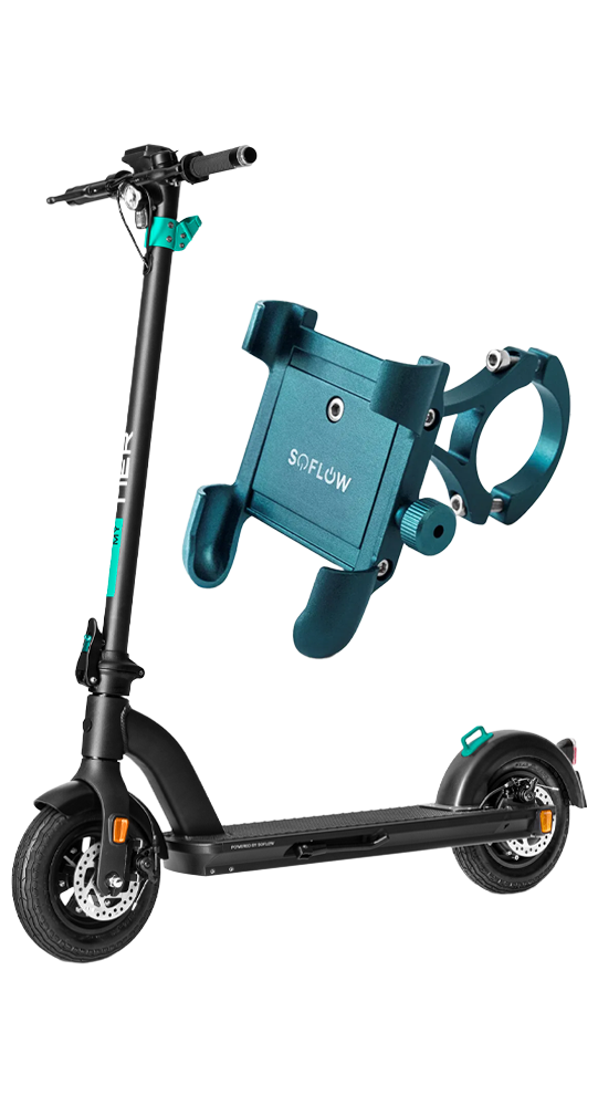 SoFlow SO myTIER Faltbarer 10" E-Scooter + SoFlow - Handyhalterung Premium T&uuml;rkis 