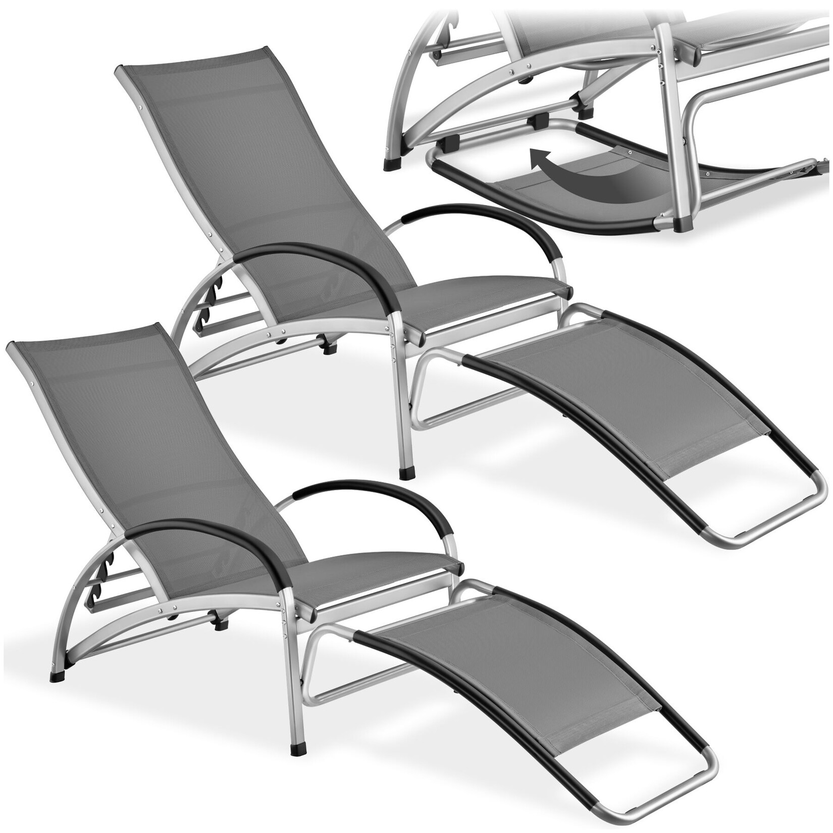 tectake® Sonnenliege, 2 in 1 Funktion, als Liege oder Schaukelstuhl, wasserabweisendes, luftdurchlässiges Textilene-Gewebe, 4-fach verstellbare Rückenlehne