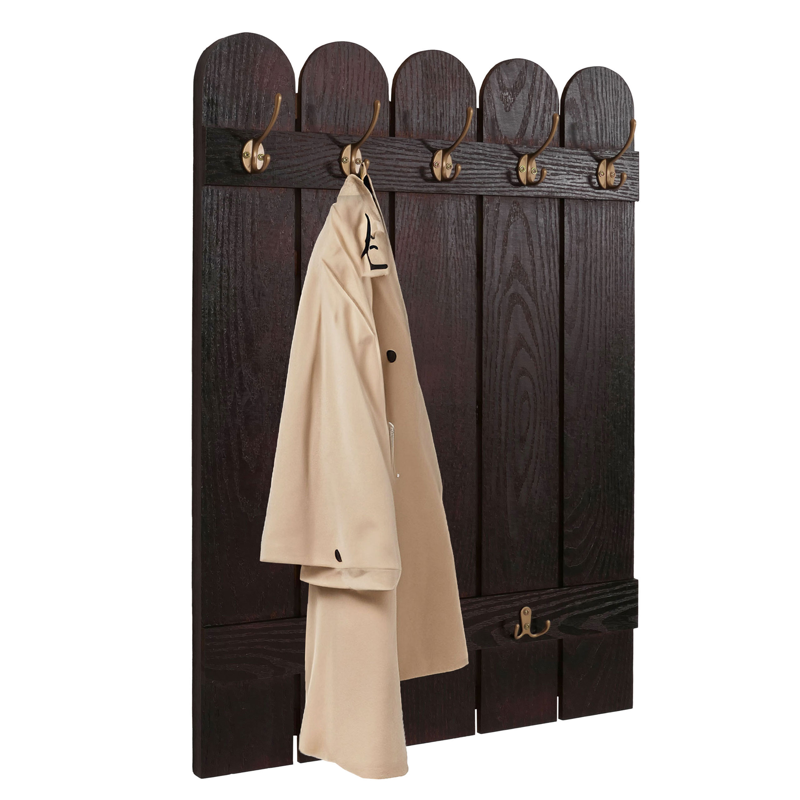 Wandgarderobe MCW-N95, Garderobe Garderobenpaneel, Paulownia 7 Haken 86x60cm ~ braun 