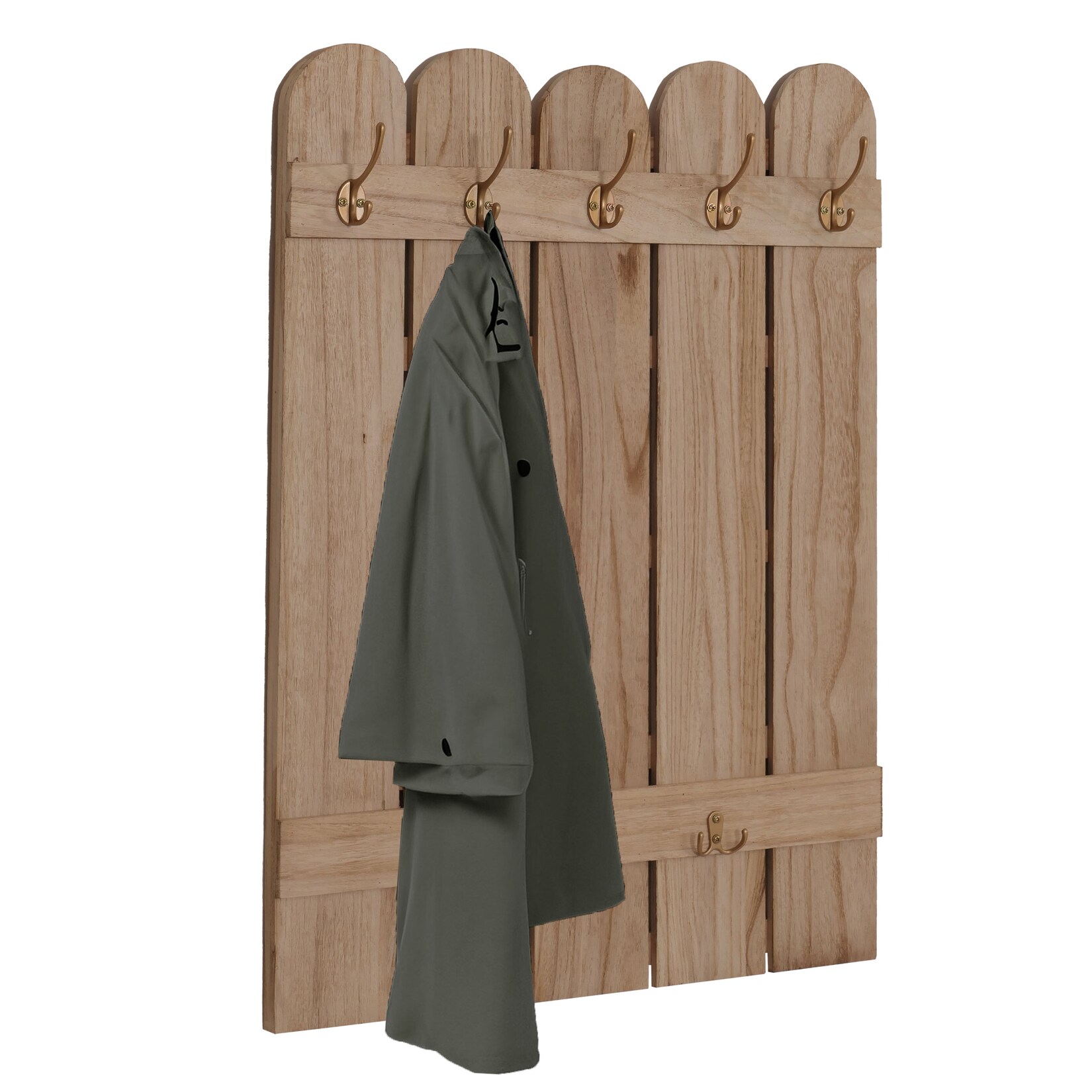 Wandgarderobe MCW-N95, Garderobe Garderobenpaneel, Paulownia 7 Haken 86x60cm ~ natur