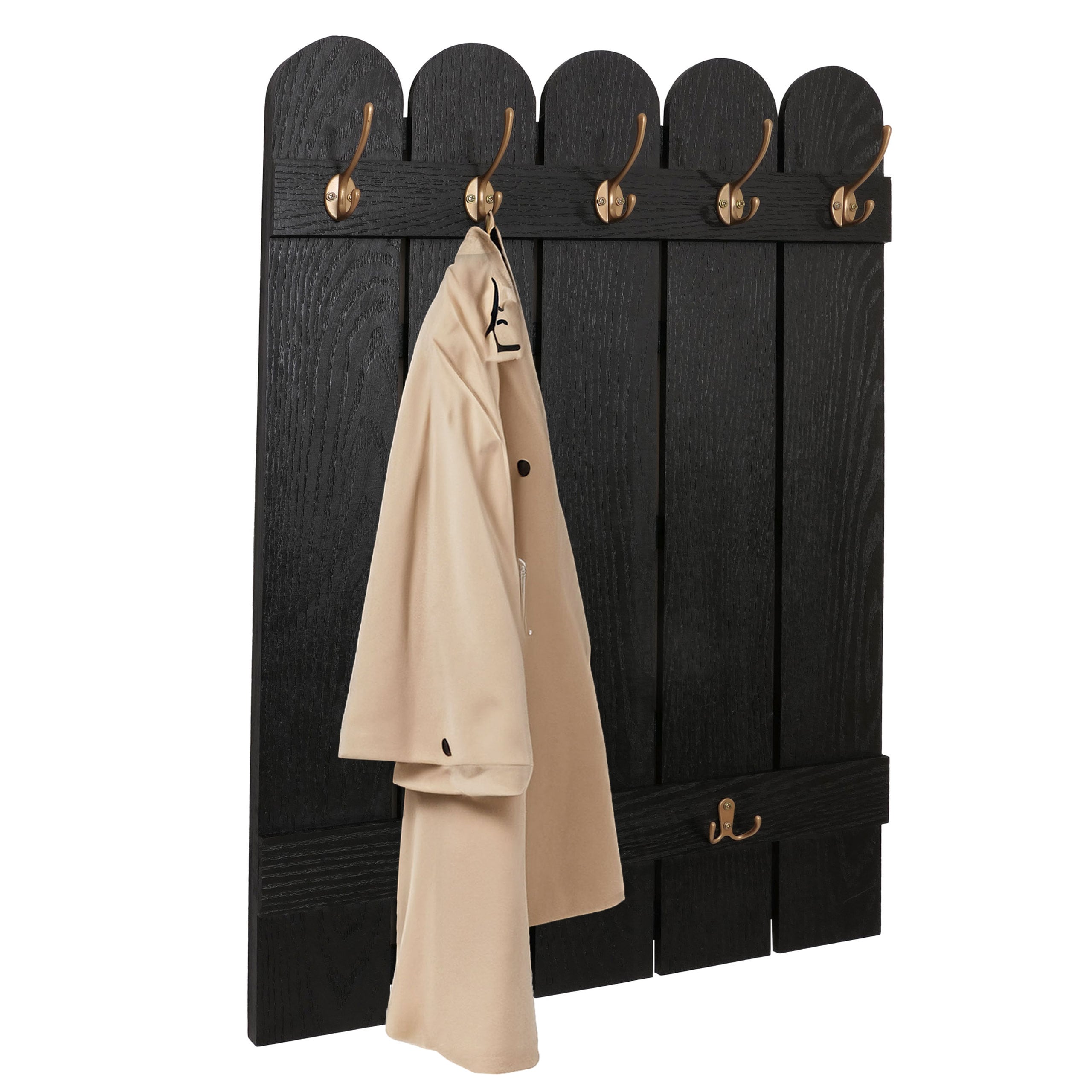 Wandgarderobe MCW-N95, Garderobe Garderobenpaneel, Paulownia 7 Haken 86x60cm ~ schwarz 