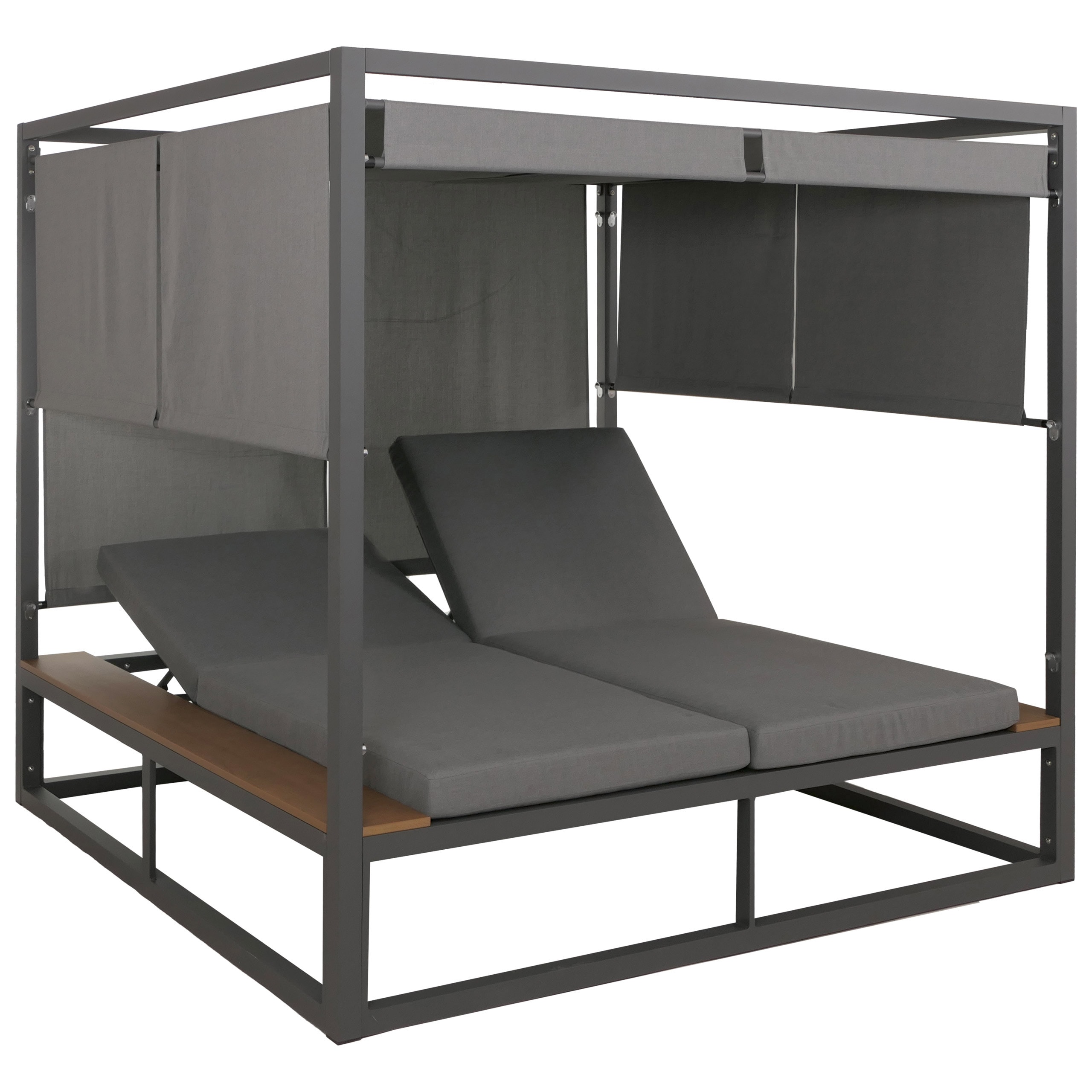 Aluminium Lounge-Gartenliege MCW-M63b, XL Sonnenliege Bali-Liege Daybed, 10cm-Polster ~ dunkelgrau Polster grau 