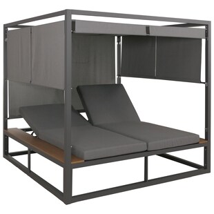 Aluminium Lounge-Gartenliege MCW-M63b, XL Sonnenliege Bali-Liege Daybed, 10cm-Polster ~ dunkelgrau Polster grau 