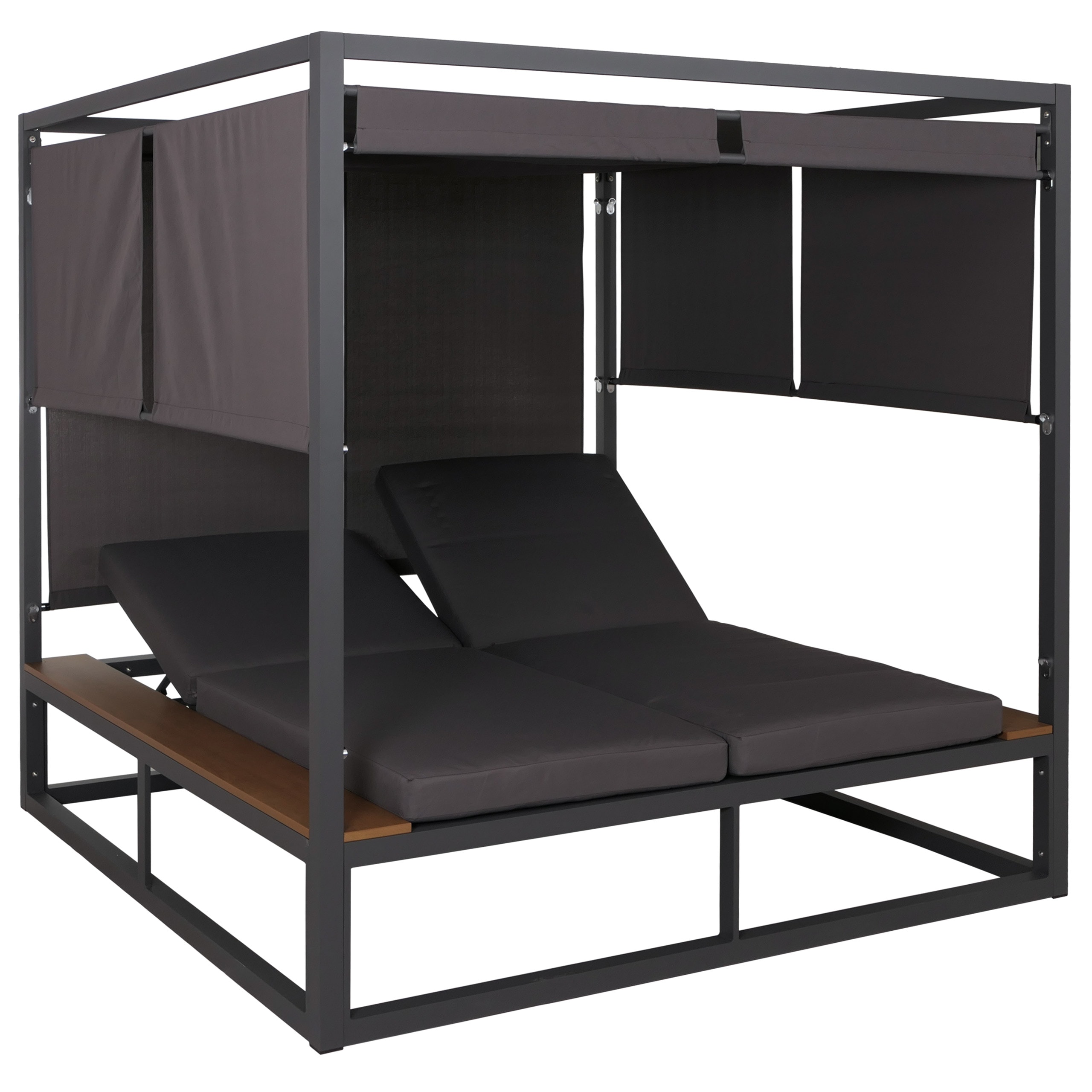 Aluminium Lounge-Gartenliege MCW-M63b, XL Sonnenliege Daybed, 10cm-Polster 200cm ~ dunkelgrau Polster dunkelgrau 