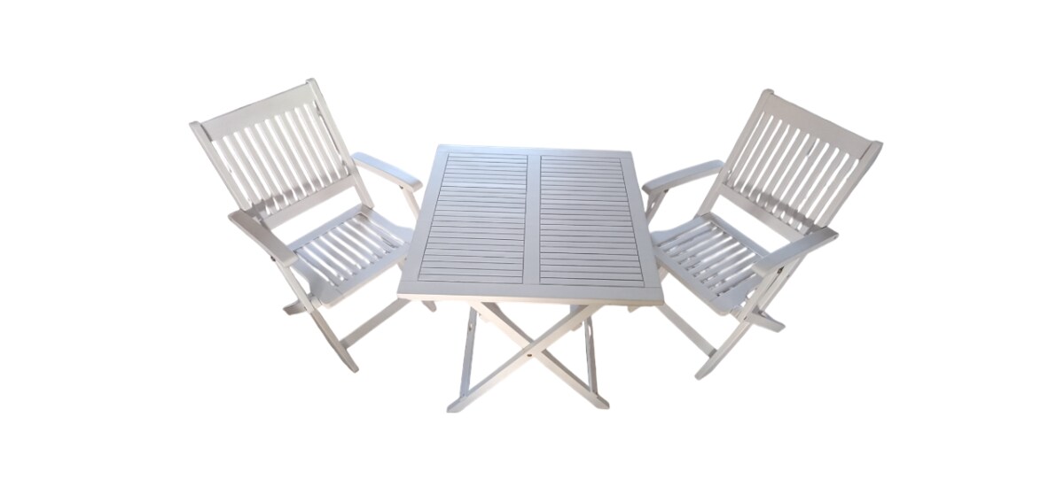 Sedex Sedex Gartenset Linus 3-teilig Eukalyptusholz FSC® Sedex weiß gewischt mit Klapptisch und 2 Klappstühlen