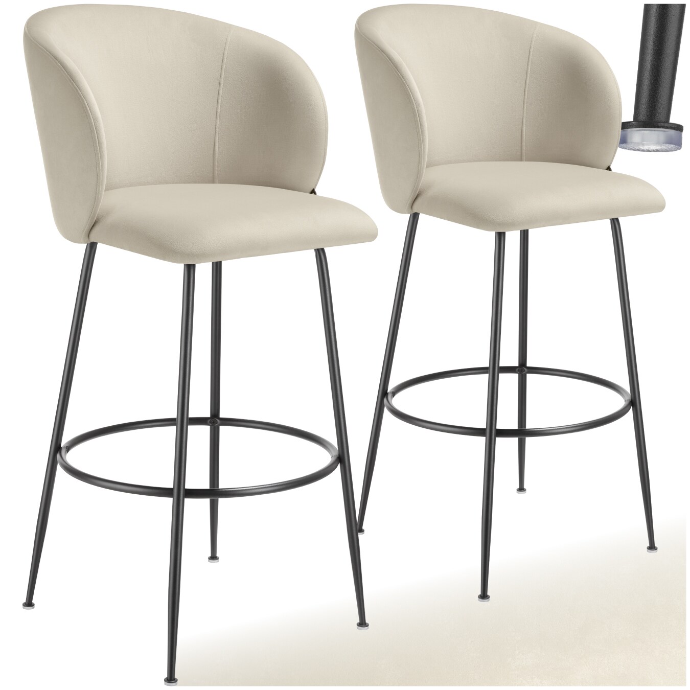 tectake&reg; Barstuhl, in Samtoptik, gepolstert, schlanke, robuste Stahlbeine, 51 x 60 x 106 cm, Belastbarkeit 120 kg 