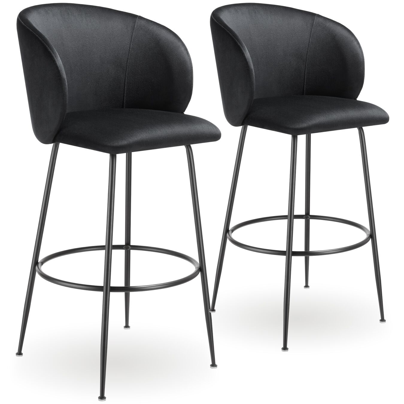 tectake&reg; Barstuhl, in Samtoptik, gepolstert, schlanke, robuste Stahlbeine, 51 x 60 x 106 cm, Belastbarkeit 120 kg - Bild 1