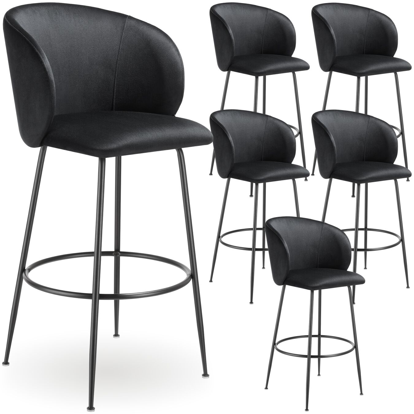 tectake&reg; Barstuhl, in Samtoptik, gepolstert, schlanke, robuste Stahlbeine, 51 x 60 x 106 cm, Belastbarkeit 120 kg 