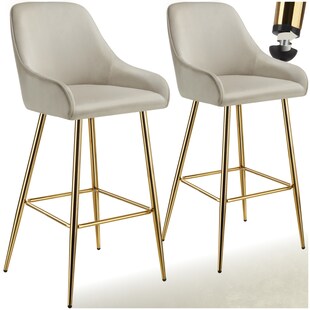 tectake® Barstuhl, in Samtoptik, gepolstert, schlanke, robuste Stahlbeine, 48,5 x 57 x 108 cm, Belastbarkeit 120 kg 